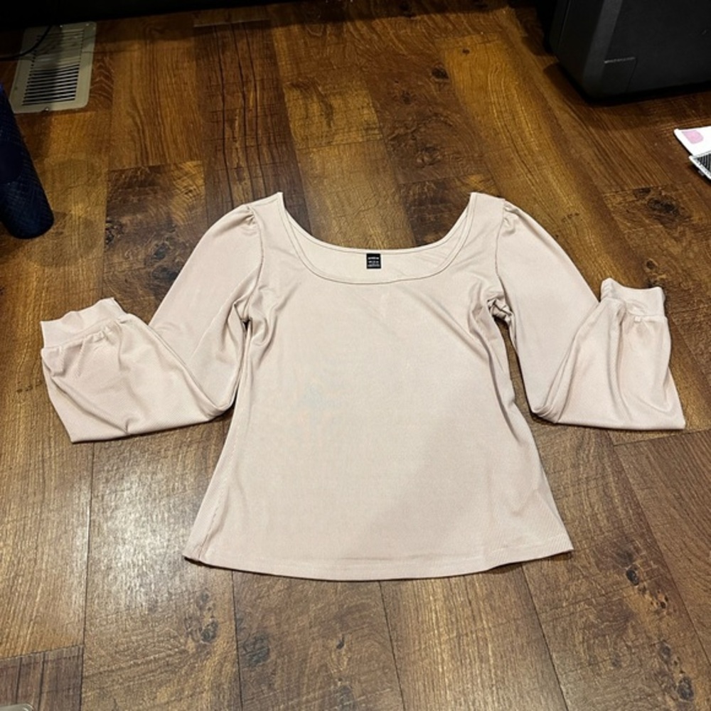 Beige Long Sleeve Top